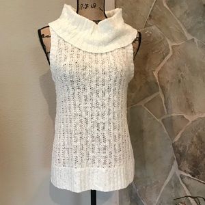 Woven Heart Cowl Neck Sleeveless Sweater
